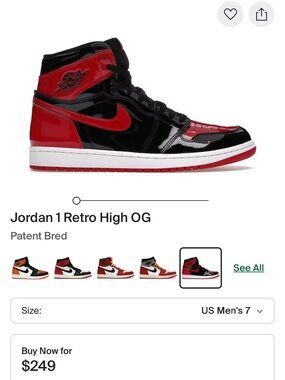 Nike Air Jordan 1 Retro High OG Patent Bred - Black & Red